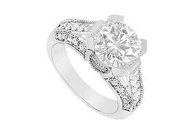 Diamond Engagement Ring : 14K White Gold - 1.00 CT Diamonds - Ring Size 9.5diamond 