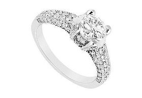 Diamond Engagement Ring : 14K White Gold - 1.25 CT Diamonds - Ring Size 9.5diamond 