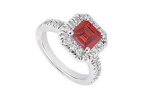 Ruby and Diamond Engagement Ring : 14K White Gold - 1.00 CT TGW - Ring Size 9.5ruby 