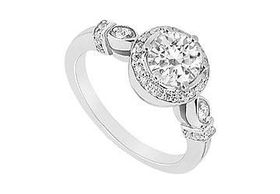 Diamond Engagement Ring : 14K White Gold - 0.75 CT Diamonds - Ring Size 9.5diamond 