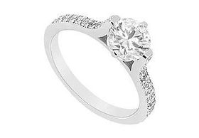 Diamond Engagement Ring : 14K White Gold - 0.75 CT Diamonds - Ring Size 9.5diamond 