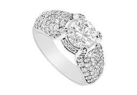 Diamond Engagement Ring : 14K White Gold - 2.00 CT Diamonds - Ring Size 9.5diamond 