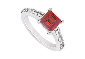 Ruby and Diamond Engagement Ring : 14K White Gold - 1.00 CT TGW - Ring Size 9.5ruby 