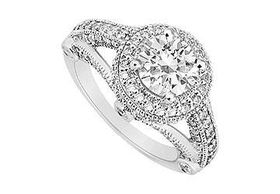 Diamond Engagement Ring : 14K White Gold - 1.50 CT Diamonds - Ring Size 9.5diamond 