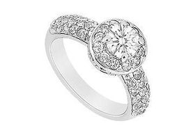 Diamond Engagement Ring : 14K White Gold - 1.25 CT Diamonds - Ring Size 9.5diamond 