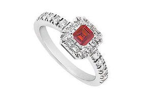 Ruby and Diamond Engagement Ring : 14K White Gold - 0.50 CT TGW - Ring Size 9.5ruby 