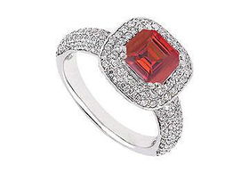 Ruby and Diamond Engagement Ring : 14K White Gold - 1.50 CT TGW - Ring Size 9.5ruby 