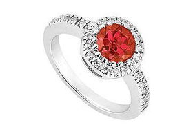 Ruby and Diamond Engagement Ring : 14K White Gold - 0.75 CT TGW - Ring Size 9.5ruby 