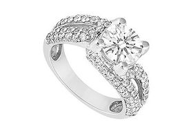 Diamond Engagement Ring : 14K White Gold - 1.00 CT Diamonds - Ring Size 9.5diamond 