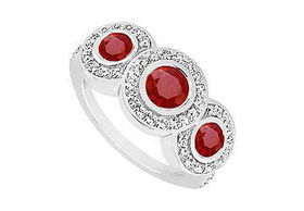 Ruby and Diamond Engagement Ring : 14K White Gold - 0.66 CT TGW - Ring Size 9.5ruby 