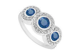 Sapphire and Diamond Engagement Ring : 14K White Gold - 0.66 CT TGW - Ring Size 9.5sapphire 