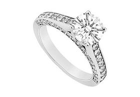 Diamond Engagement Ring : 14K White Gold - 1.25 CT Diamonds - Ring Size 9.0diamond 