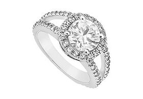 Diamond Engagement Ring : 14K White Gold - 1.25 CT Diamonds - Ring Size 9.0diamond 