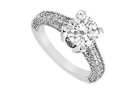 Diamond Engagement Ring : 14K White Gold - 1.25 CT Diamonds - Ring Size 9.0diamond 