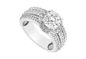 Diamond Engagement Ring : 14K White Gold - 1.50 CT Diamonds - Ring Size 9.0diamond 