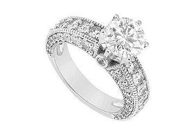 Diamond Engagement Ring : 14K White Gold - 2.00 CT Diamonds - Ring Size 9.0diamond 