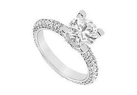 Diamond Engagement Ring : 14K White Gold - 1.50 CT Diamonds - Ring Size 9.0diamond 