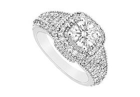 Diamond Engagement Ring : 14K White Gold - 1.25 CT Diamonds - Ring Size 9.5diamond 