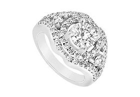 Diamond Engagement Ring : 14K White Gold - 1.50 CT Diamonds - Ring Size 9.0diamond 