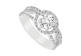 Diamond Engagement Ring : 14K White Gold - 1.25 CT Diamonds - Ring Size 9.0diamond 