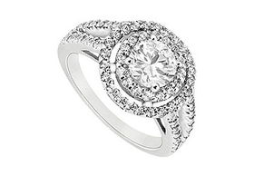 Diamond Engagement Ring : 14K White Gold - 1.25 CT Diamonds - Ring Size 9.0diamond 