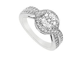 Diamond Engagement Ring : 14K White Gold - 1.00 CT Diamonds - Ring Size 9.5diamond 