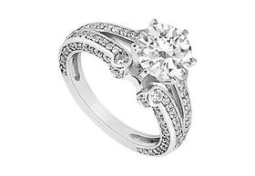 Diamond Engagement Ring : 14K White Gold - 1.25 CT Diamonds - Ring Size 9.5diamond 