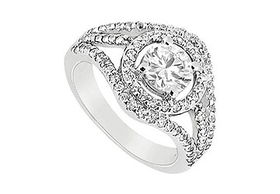 Diamond Engagement Ring : 14K White Gold - 1.25 CT Diamonds - Ring Size 9.5diamond 