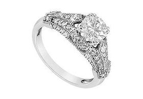 Diamond Engagement Ring : 14K White Gold - 0.75 CT Diamonds - Ring Size 9.5diamond 