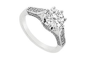 Diamond Engagement Ring : 14K White Gold - 1.00 CT Diamonds - Ring Size 9.5diamond 