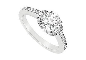 Diamond Engagement Ring : 14K White Gold - 0.75 CT Diamonds - Ring Size 9.5diamond 