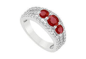 Ruby and Diamond Engagement Ring : 14K White Gold - 2.25 CT TGW - Ring Size 9.5ruby 