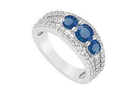 Sapphire and Diamond Engagement Ring : 14K White Gold - 2.25 CT TGW - Ring Size 9.5sapphire 