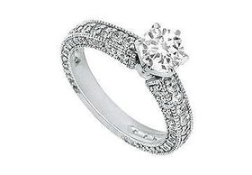 Diamond Engagement Ring : Platinum - 1.50 CT Diamonds - Ring Size 9.0diamond 