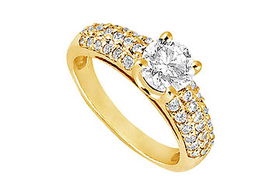 Diamond Engagement Ring : 14K Yellow Gold - 1.25 CT Diamonds - Ring Size 9.5diamond 