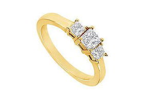 Three Stone Diamond Engagement Ring : 14K Yellow Gold - 1.00 CT Diamonds - Ring Size 9.0stone 