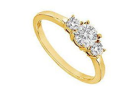 Three Stone Diamond Engagement Ring : 14K Yellow Gold - 0.75 CT Diamonds - Ring Size 9.0stone 