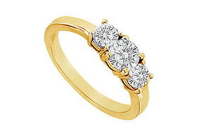 Three Stone Diamond Engagement Ring : 14K Yellow Gold - 1.00 CT Diamonds - Ring Size 9.5stone 