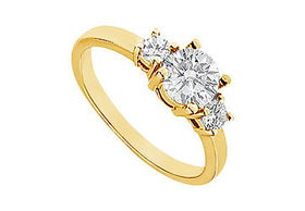 Three Stone Diamond Engagement Ring : 14K Yellow Gold - 1.00 CT Diamonds - Ring Size 9.5stone 