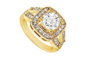 Diamond Engagement Ring : 14K Yellow Gold - 1.25 CT Diamonds - Ring Size 9.5diamond 