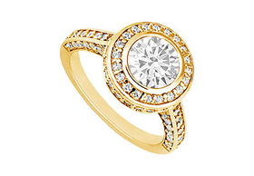 Diamond Engagement Ring : 14K Yellow Gold - 1.50 CT Diamonds - Ring Size 9.5diamond 