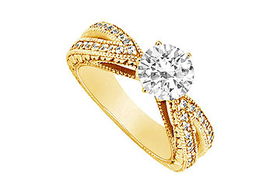 Diamond Engagement Ring : 14K Yellow Gold - 1.00 CT Diamonds - Ring Size 9.5diamond 