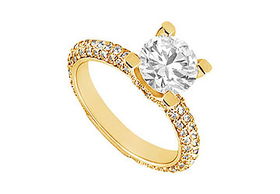 Diamond Engagement Ring : 14K Yellow Gold - 1.50 CT Diamonds - Ring Size 9.0diamond 