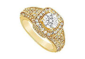 Diamond Engagement Ring : 14K Yellow Gold - 1.25 CT Diamonds - Ring Size 9.5diamond 