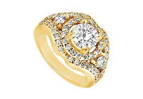 Diamond Engagement Ring : 14K Yellow Gold - 1.50 CT Diamonds - Ring Size 9.0diamond 