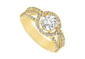 Diamond Engagement Ring : 14K Yellow Gold - 1.25 CT Diamonds - Ring Size 9.0diamond 