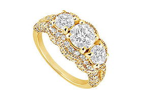 Diamond Engagement Ring : 14K Yellow Gold - 1.75 CT Diamonds - Ring Size 9.0diamond 