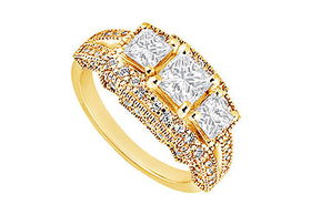 Diamond Engagement Ring : 14K Yellow Gold - 1.50 CT Diamonds - Ring Size 9.0diamond 