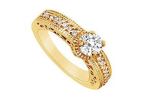 Diamond Engagement Ring : 14K Yellow Gold - 0.75 CT Diamonds - Ring Size 9.5diamond 