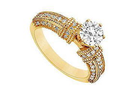 Diamond Engagement Ring : 14K Yellow Gold - 1.00 CT Diamonds - Ring Size 9.5diamond 